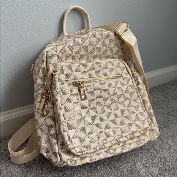 Geometric Patterned Cream Backpack - Picture 7 of 7
